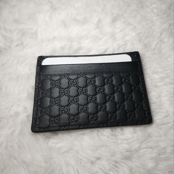 BRAND NEW GUCCI BLACK GUCCISSIMA CARD CASE - Picture 1 of 8